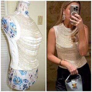 Elegant Muse Top  Pearl-Rhinestone by Marchesa Blouse -size 0 ( XS )